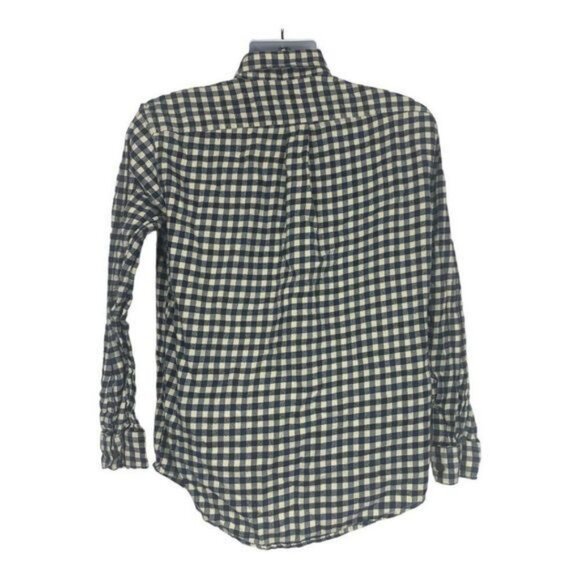 Lands End Mens Size Medium Navy & White Flannel Button-Down Shirt - Picture 4 of 6
